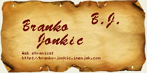 Branko Jonkić vizit kartica